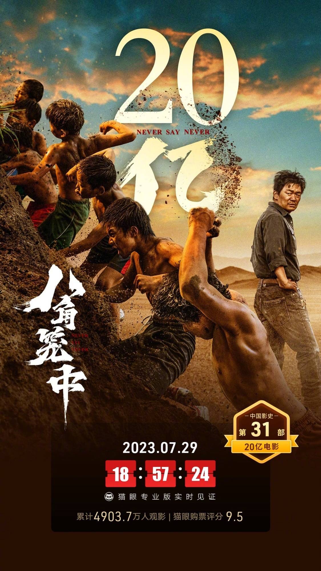 《八角笼中》上映第24天累计票房超20亿 成中国影史第31部票房破20亿电影